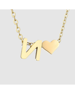 Fashion Jewelry Simple Heart-Shaped Letter Clavicle Chain Women Gold-Plated Necklace Wholesale