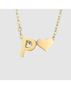 Fashion Jewelry Simple Heart-Shaped Letter Clavicle Chain Women Gold-Plated Necklace Wholesale