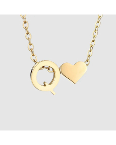Fashion Jewelry Simple Heart-Shaped Letter Clavicle Chain Women Gold-Plated Necklace Wholesale