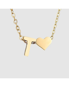 Fashion Jewelry Simple Heart-Shaped Letter Clavicle Chain Women Gold-Plated Necklace Wholesale