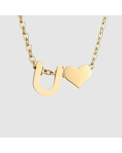 Fashion Jewelry Simple Heart-Shaped Letter Clavicle Chain Women Gold-Plated Necklace Wholesale