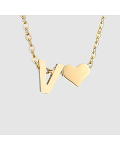 Fashion Jewelry Simple Heart-Shaped Letter Clavicle Chain Women Gold-Plated Necklace Wholesale