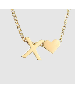 Fashion Jewelry Simple Heart-Shaped Letter Clavicle Chain Women Gold-Plated Necklace Wholesale