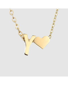 Fashion Jewelry Simple Heart-Shaped Letter Clavicle Chain Women Gold-Plated Necklace Wholesale
