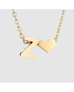 Fashion Jewelry Simple Heart-Shaped Letter Clavicle Chain Women Gold-Plated Necklace Wholesale