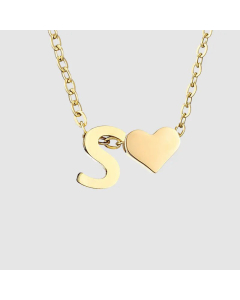 Fashion Jewelry Simple Heart-Shaped Letter Clavicle Chain Women Gold-Plated Necklace Wholesale
