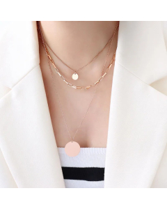 Fashion Plated 18K Real Gold Necklace Three-Layered Clavicle Chain Titanium Steel Wholesale