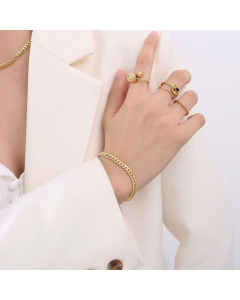 18 Gold Plated Snake Bone Chain Simple Titanium Steel Necklace Bracelet Wholesale-Gold Color-01