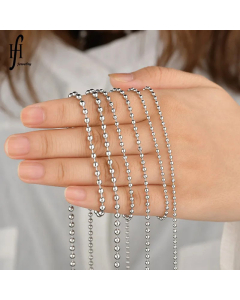 Wholesale Colorza Fashion Simple Chain Stainless Steel Round Bead Chain Necklace 