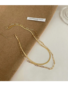 Wholesale Colorza Simple Double Layer Snake Bone Chain Necklace 