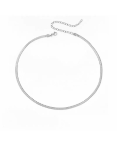 New Style Simple Stainless Steel Flat Snake Chain Necklace Colorza Jewelry Wholesale -Steel Color-35+8cm-3mm