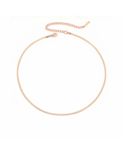 New Style Simple Stainless Steel Flat Snake Chain Necklace Colorza Jewelry Wholesale -Rose Gold Color-35+8cm-2mm