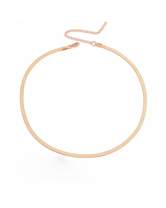 New Style Simple Stainless Steel Flat Snake Chain Necklace Colorza Jewelry Wholesale -Rose Gold Color-42+8cm-4mm