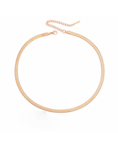 New Style Simple Stainless Steel Flat Snake Chain Necklace Colorza Jewelry Wholesale -Rose Gold Color-42+8cm-5mm
