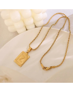 Colorza Light Luxury Plated 18K Real Gold 26 Letter Tag Titanium Steel Necklace