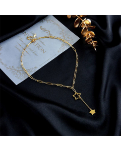 Fashion Tassel Clavicle Chain Geometric Five-Pointed Star Titanium Steel 
