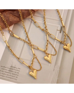 Peach Heart Steel Necklace With Tassel Titanium Steel 18K Gold Wholesale