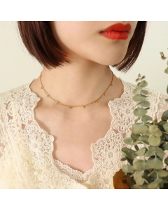 Fashion Simple Short Necklace Geometric Ball Titanium Steel 