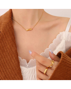 French Plated 18K Real Gold Clavicle Chain Light Luxury Fashion Twist Tube Titanium Steel 