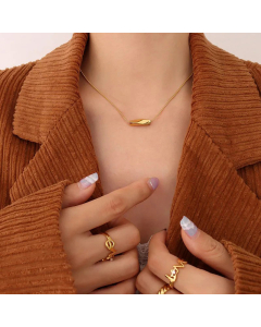 French Plated 18K Real Gold Clavicle Chain Light Luxury Fashion Twist Tube Titanium Steel 