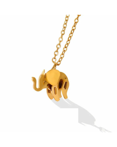Fashion Material Plated 18K Gold Necklace Cute Elephant Titanium Steel 
