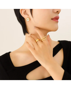 Fashion White Sea Shell Necklace Small Bee Titanium Steel -Gold Color-01