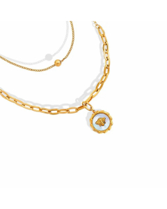 Fashion White Sea Shell Necklace Small Bee Titanium Steel 