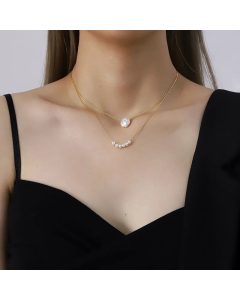 Female Light Luxury Niche Matching Imitation Baroque Pearl Titanium Steel Necklace Wholesale