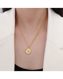 18K Gold-Plated Star Pendant Double Necklace Simple Necklace Titanium Steel