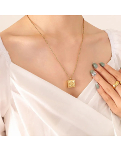 Fashion Geometric Simple Square Pendant Necklace Titanium Steel