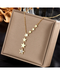 Simple Five-Pointed Star Tassel Necklace Fashion Titanium Steel Necklace 