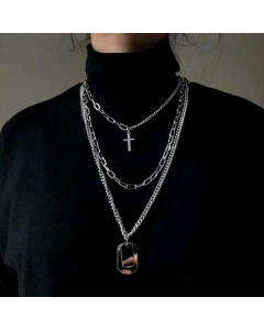 Multi-layered Unisex Cross Plating Stainless Steel Necklaces 