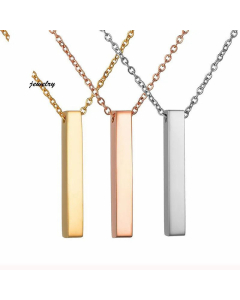 Glossy Name Cylinder Necklace Simple Stainless Steel