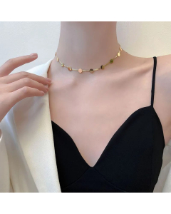 Fashion Choker Necklace Simple Gold Titanium Steel Necklace