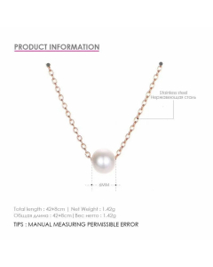 Female Stainless Steel Gold-Plated Clavicle Chain Necklace Simple Pearl Necklace 316L Jewelry