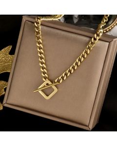 Fashion Plated 18K Gold Clavicle Chain Simple Titanium Steel Necklace 