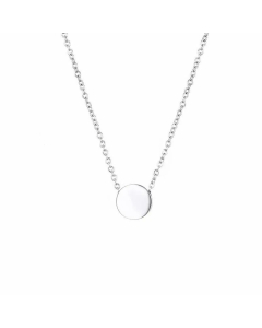 Fashion Female 316L Item Simple Round Pendant Stainless Steel Necklace 