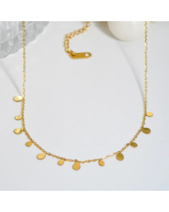 18K Gold-Plated Water Drop Round Square Geometric Titanium Steel Necklace