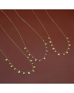 18K Gold-Plated Water Drop Round Square Geometric Titanium Steel Necklace