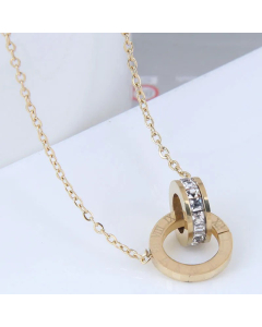 Korean Fashion Simple Double Clasp Necklace Titanium Steel 