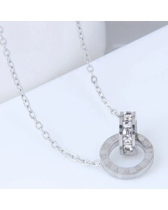 Korean Fashion Simple Double Clasp Necklace Titanium Steel 
