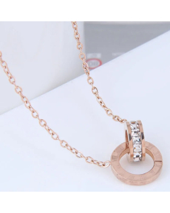 Korean Fashion Simple Double Clasp Necklace Titanium Steel 