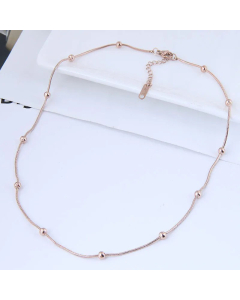 Korean Fashion Beaded Titanium Steel Station Chain Necklace