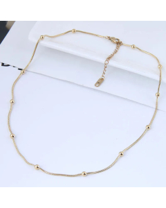Korean Fashion Beaded Titanium Steel Station Chain Necklace
