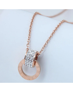 Korean Titanium Steel Fashion Diamond-Studded Circle Necklace