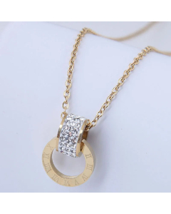 Korean Titanium Steel Fashion Diamond-Studded Circle Necklace