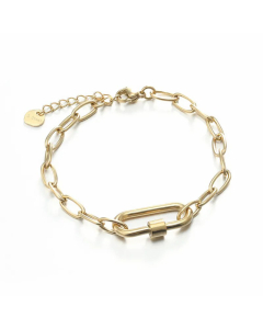 Simple Plated Gold Creative Carabiner Stainless Steel Necklace