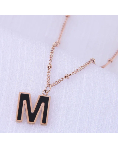 Korean Titanium Steel  Fashion Sweet Concise M Letter Necklace