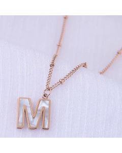 Korean Titanium Steel  Fashion Sweet Concise M Letter Necklace