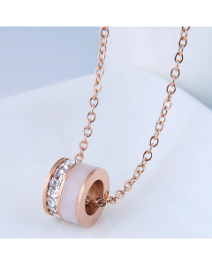 Korean Style Titanium Steel Fashion Sweet Inlaid Zirconium Shell Necklace